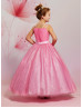 Beaded Glittering Tulle Organza Bling Bling Flower Girl Dress